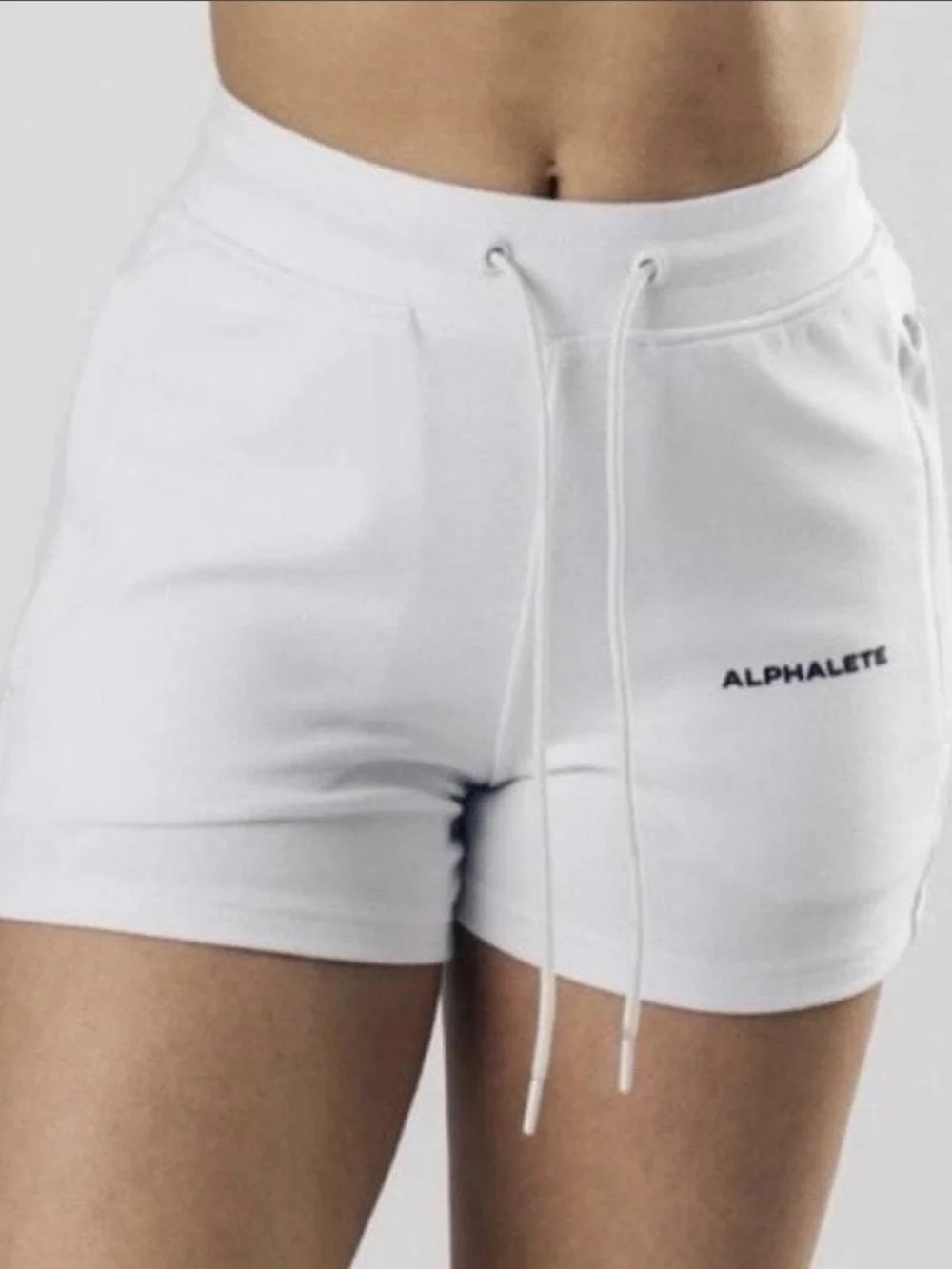 Alphalete Essential Core White Sweat Pant Drawstring Shorts SMALL